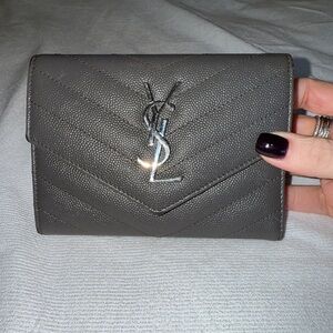 Yves Saint Laurent Dark Gray Leather Wallet